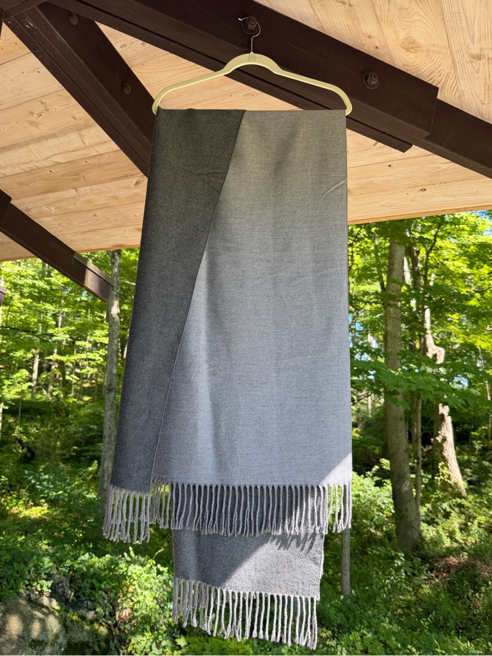 Classic Gray Fringed Scarf Wrap - Women's Accessory
